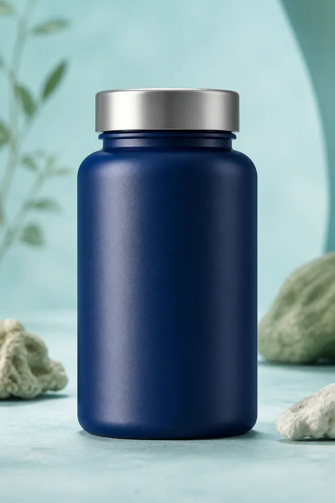 Matte navy Marine-D3 style supplement bottle