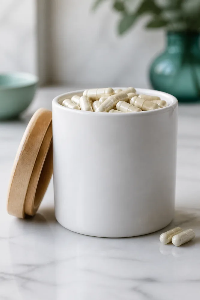 Travel jar for daily capsules